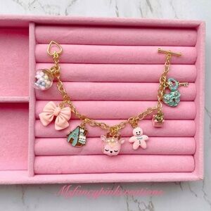 Gold Plated Pastel Christmas Charm Bracelet